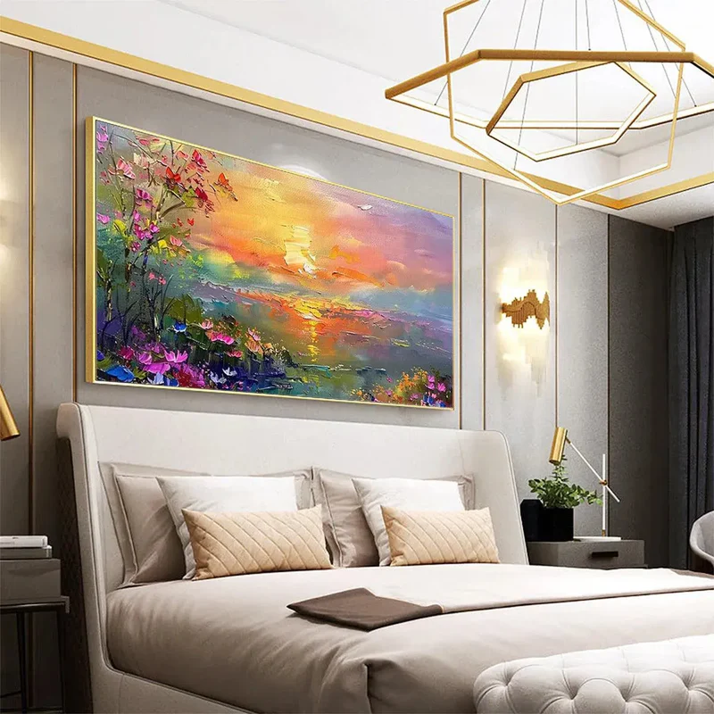 Sunset Landscape Textured Painting