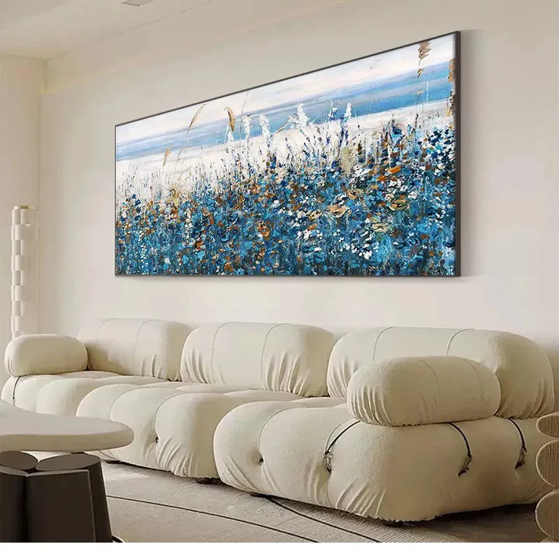 Blue Coastal Textured Painting