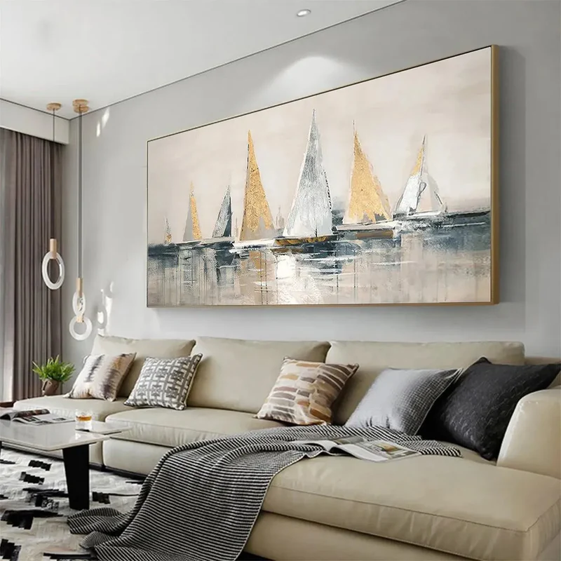 Abstract Sailboat Textured Painting