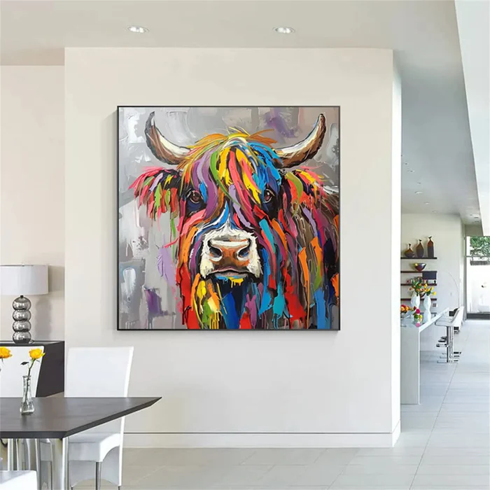 Rainbow Spirit Highland Cow Painting #AR014