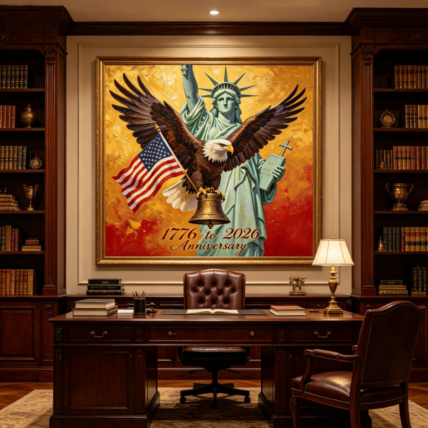 🎆 Oil Painting Commemorating the 250th Anniversary of the Founding of the United States 🎖️ 1776 – 2026 | Celebrating 250 Years of Glorious History