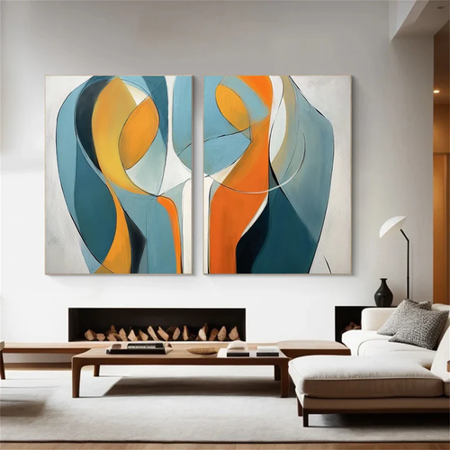 Aurora Motion Abstract Color Painting Set Set of 2