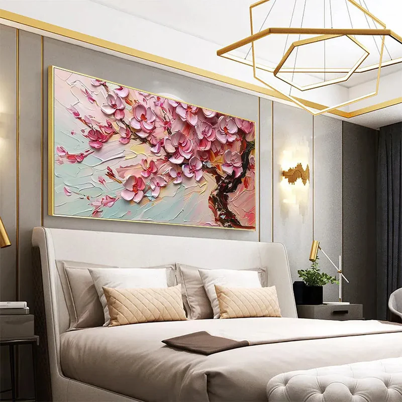 Pink Cherry Flower Textured Painting