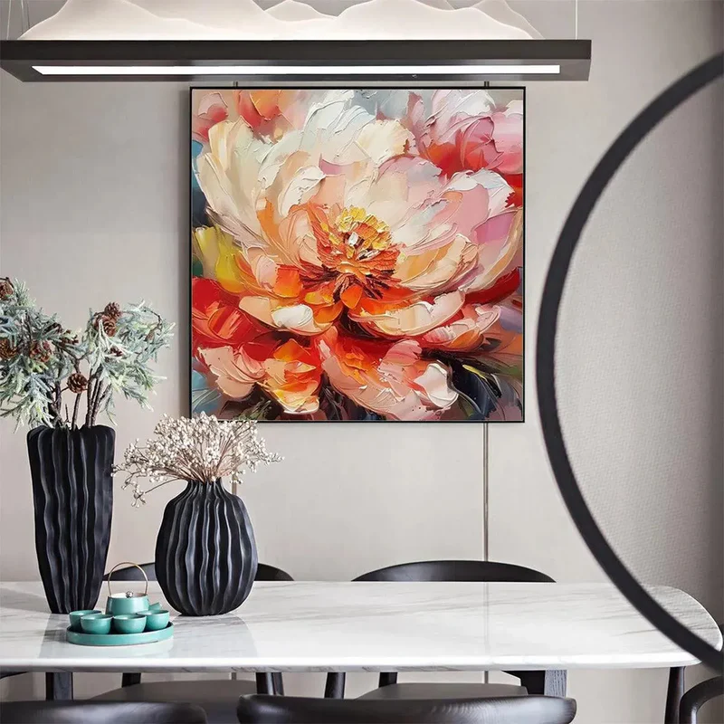 Orange Peony Textured Painting