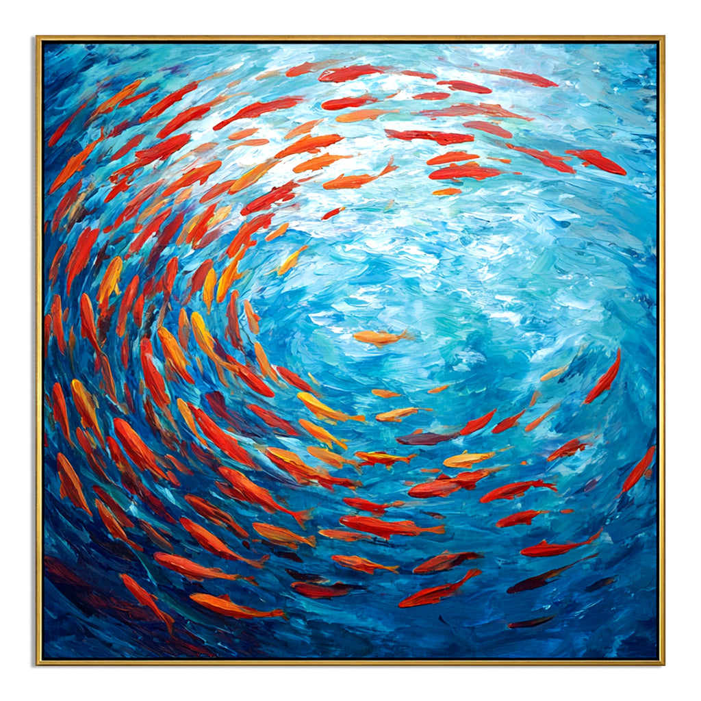 Blue and Orange Fish Abstract Painting #ART01