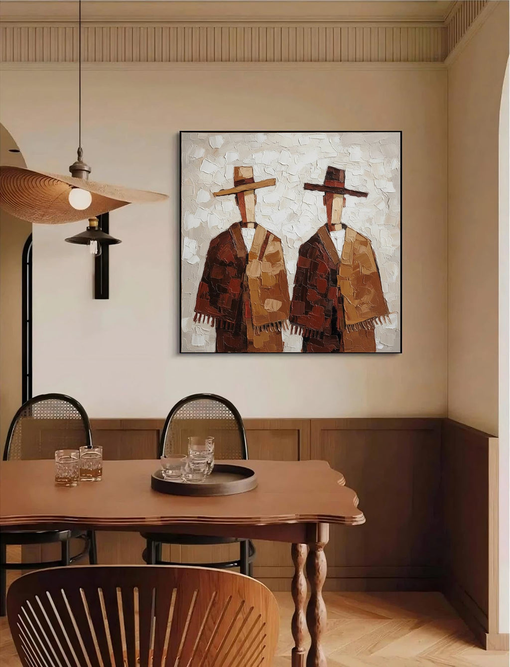 Cultural Duo – Earthy Textured Figurative Painting