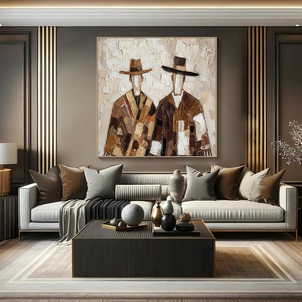 Cultural Bond – Textured Figurative Painting in Earth Tones