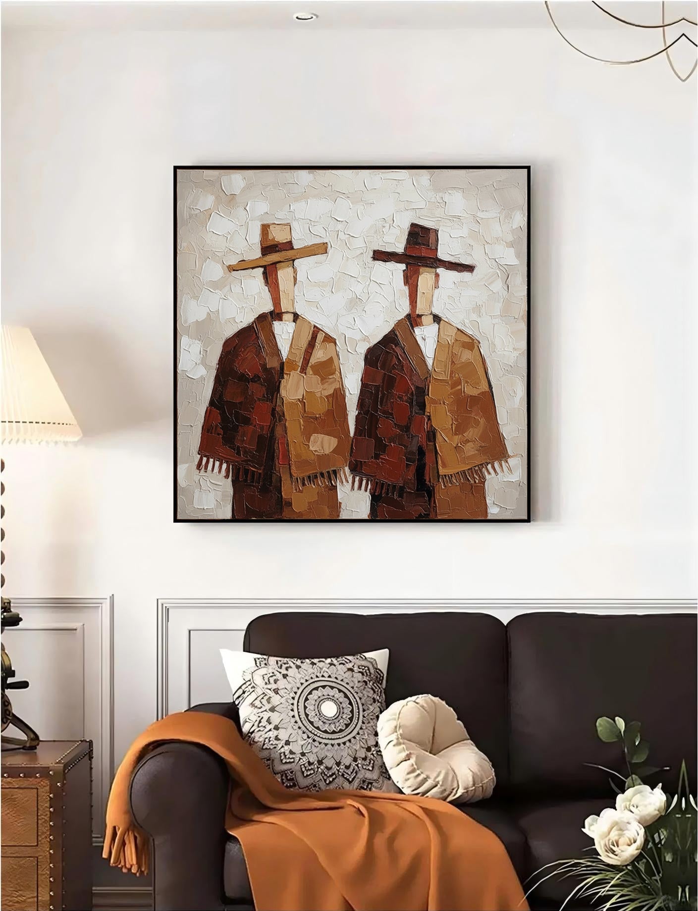 Cultural Duo – Earthy Textured Figurative Painting