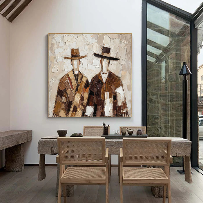 Cultural Bond – Textured Figurative Painting in Earth Tones