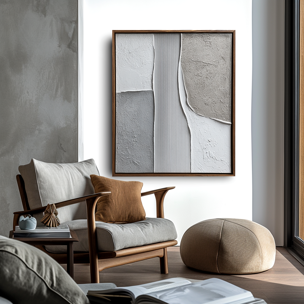 Neutral Textured Geometric Painting #ART105