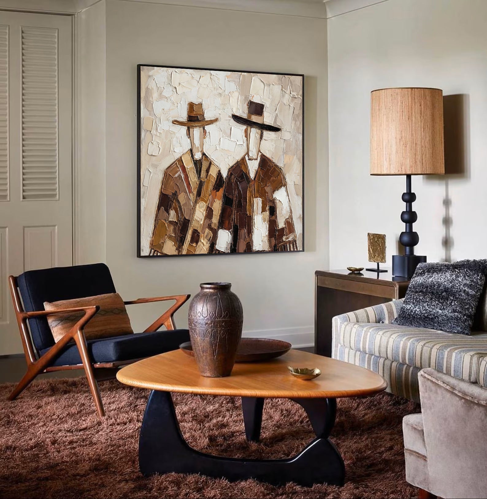 Cultural Bond – Textured Figurative Painting in Earth Tones