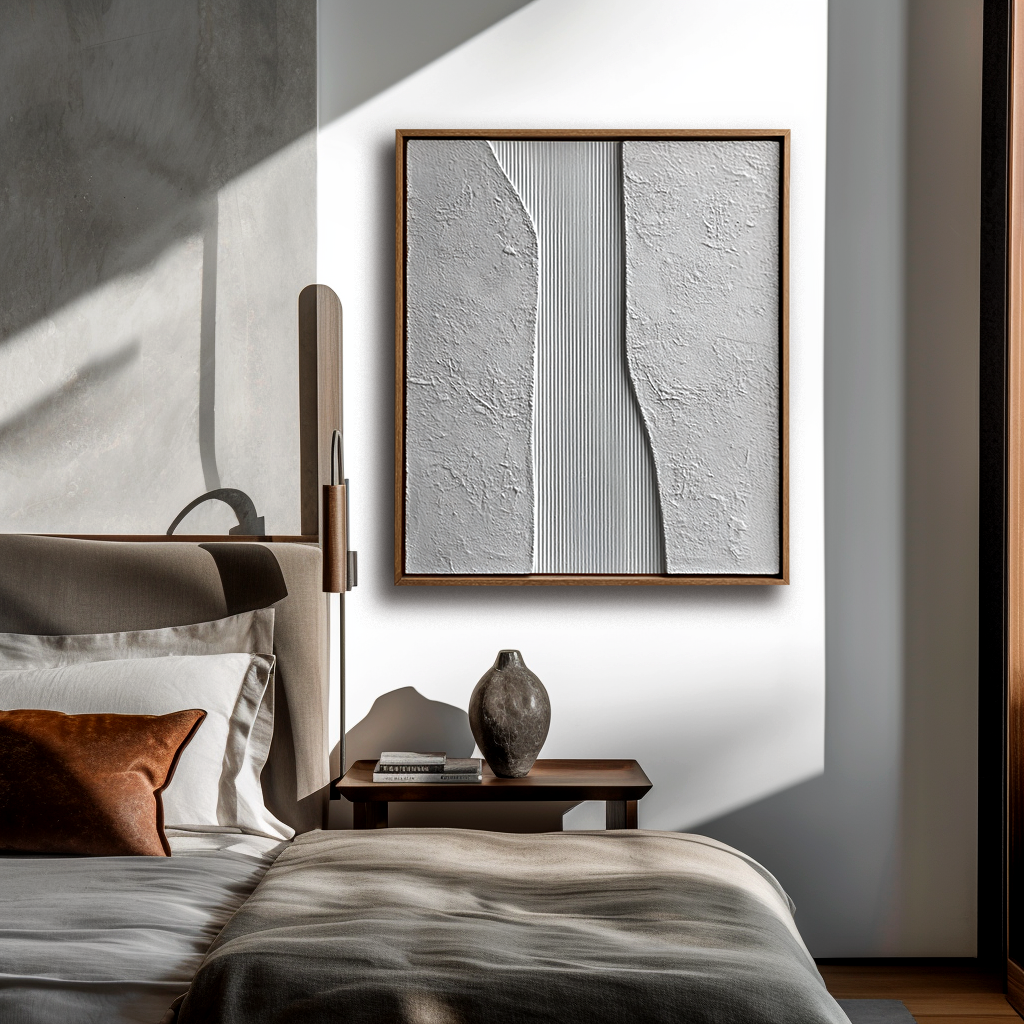 Grey White Minimalist Textured Painting #ART106