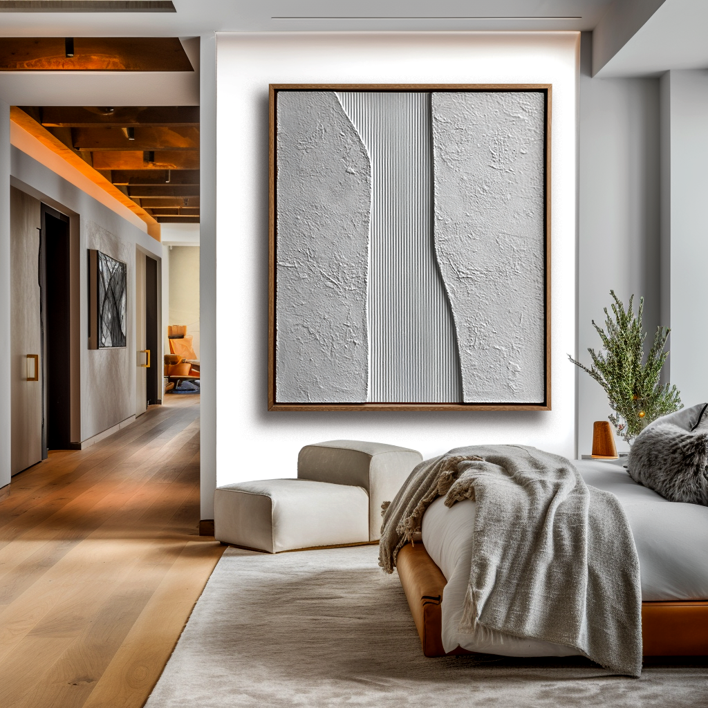 Grey White Minimalist Textured Painting #ART106