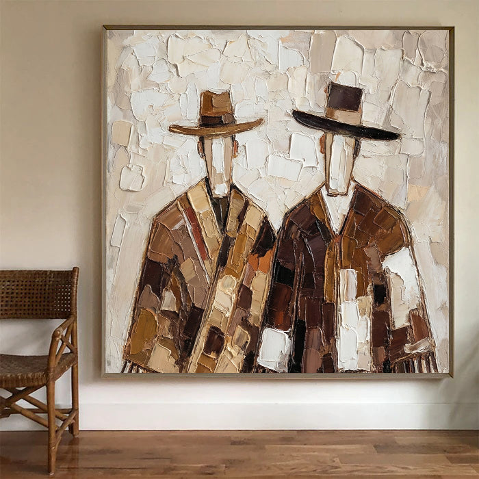 Cultural Bond – Textured Figurative Painting in Earth Tones