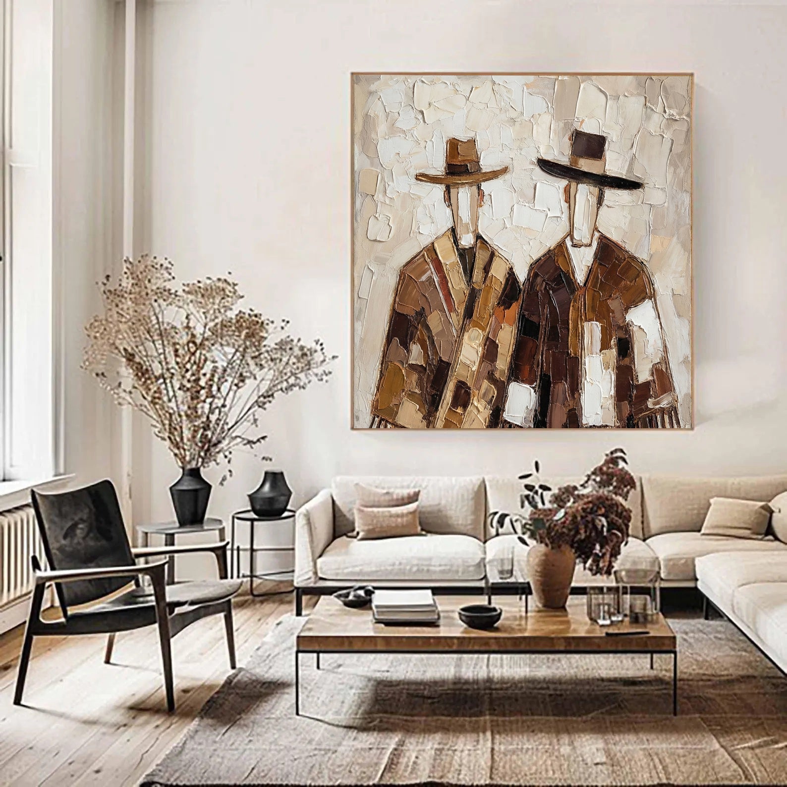 Cultural Bond – Textured Figurative Painting in Earth Tones