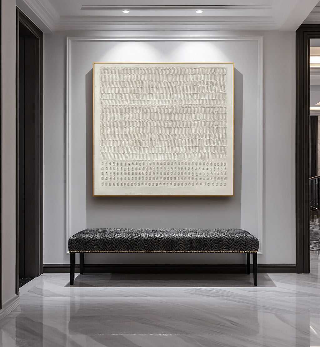 Ivory Rhythm Minimalist Textured Painting