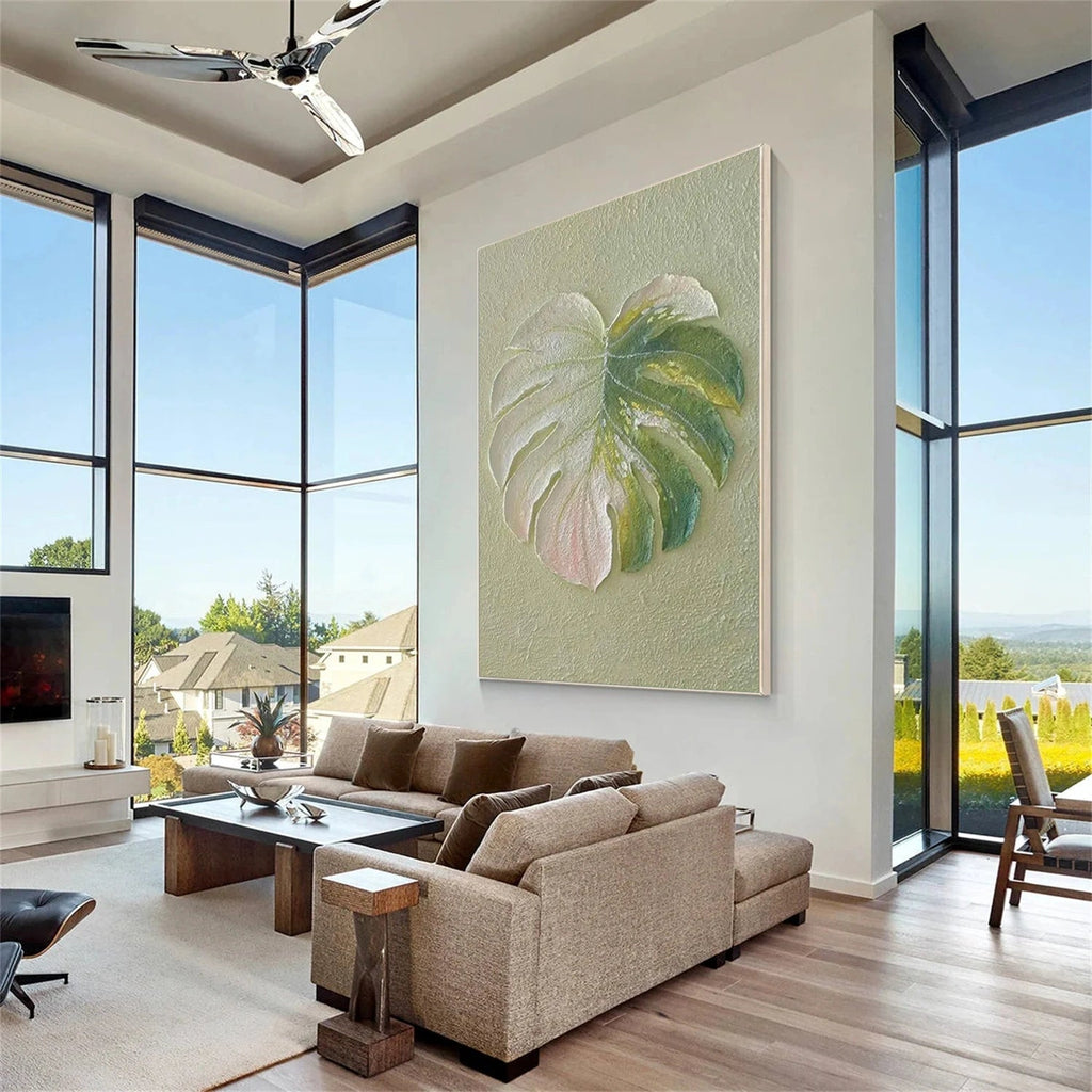 Soft Split Monstera Relief Painting