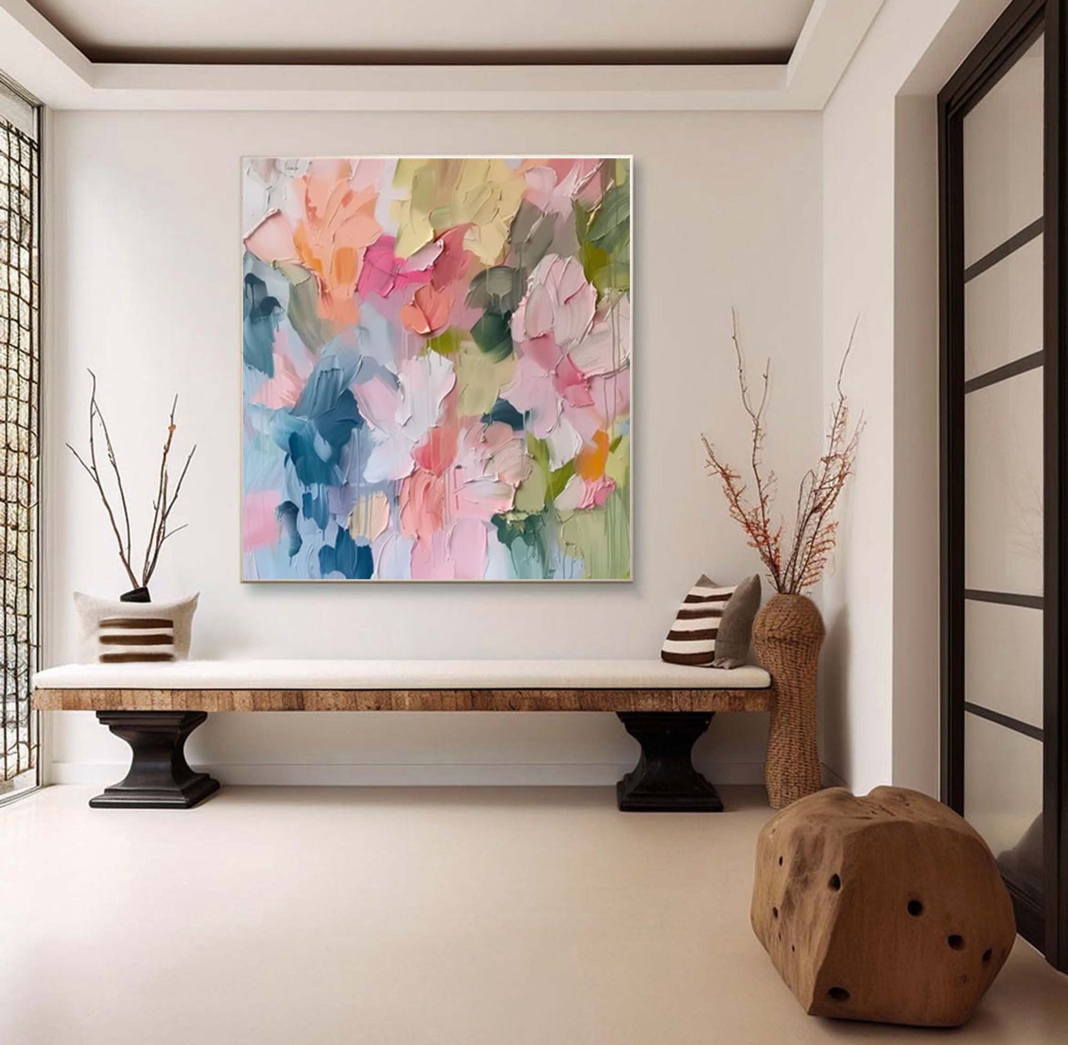 Petal Drift Pastel Abstract Painting