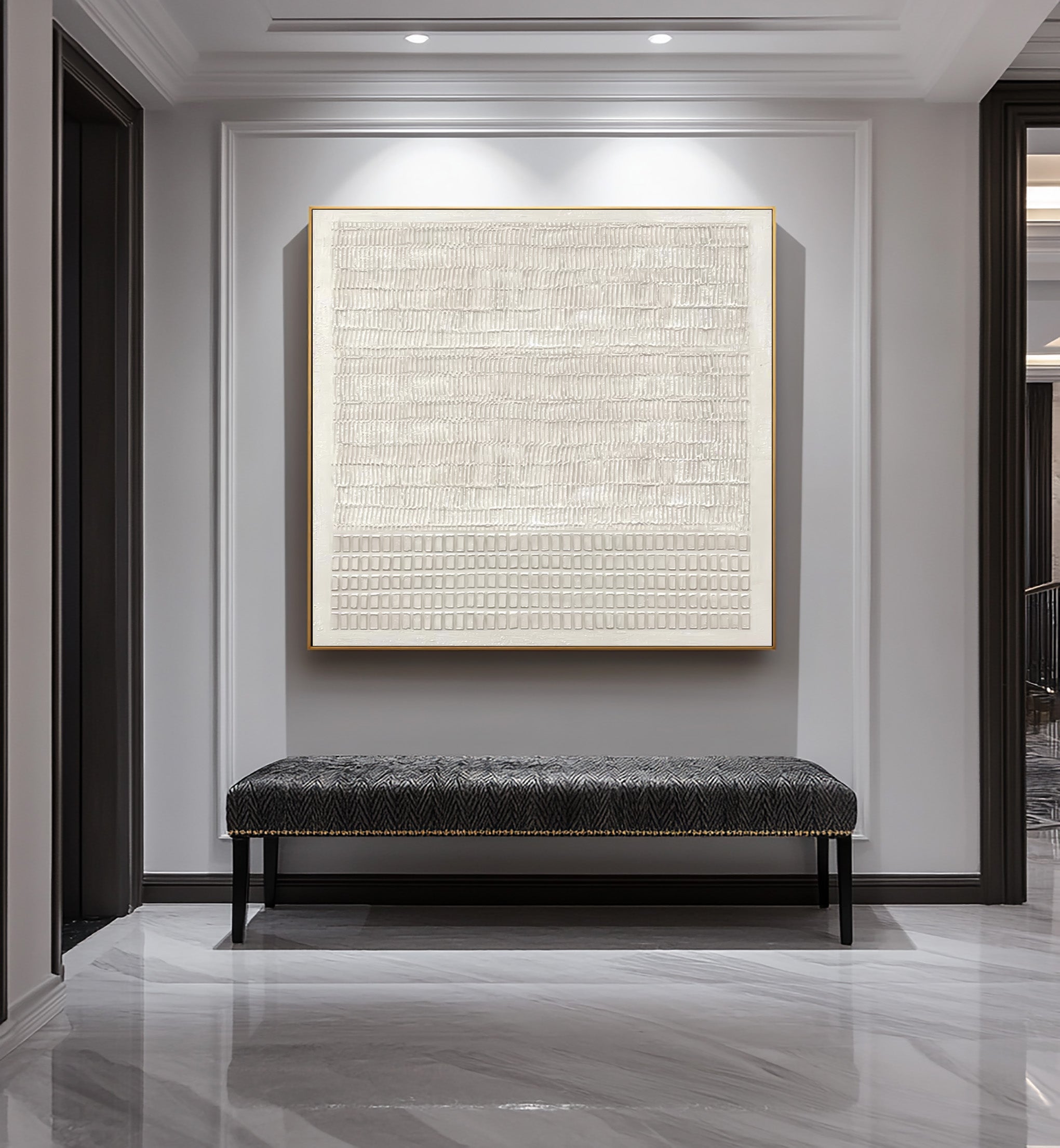 Ivory Grid Harmony Minimal Painting