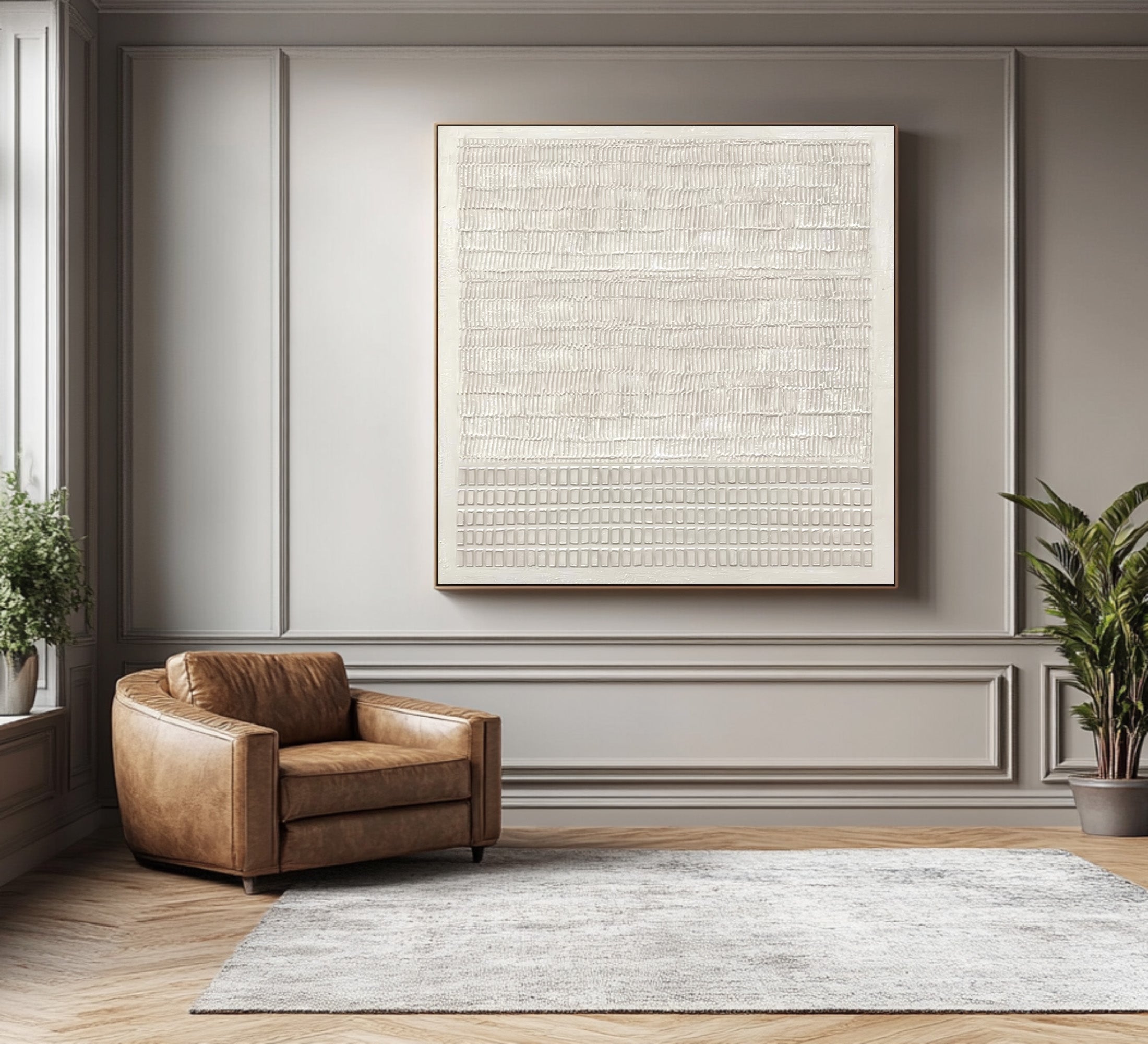 Ivory Grid Harmony Minimal Painting