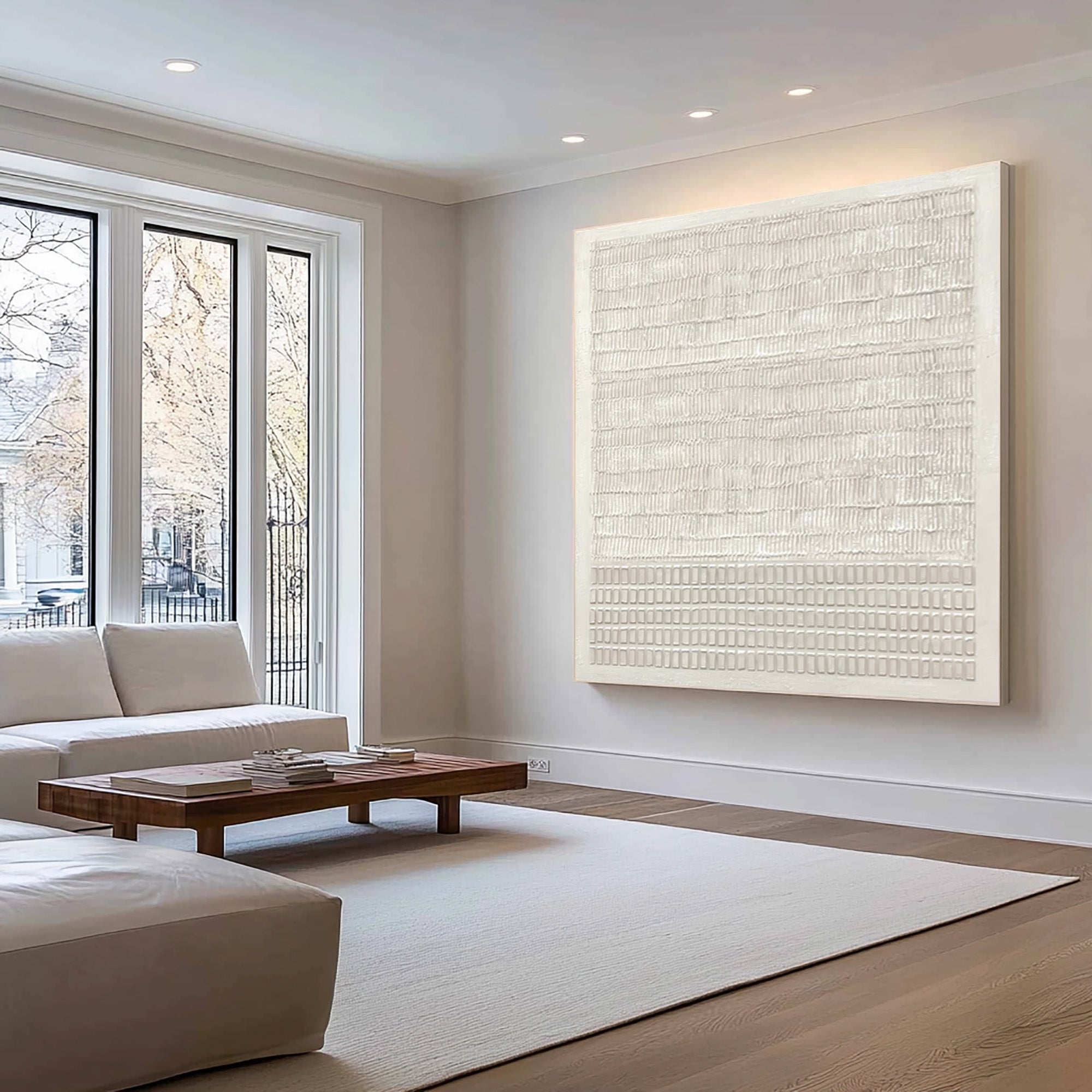 Ivory Grid Harmony Minimal Painting
