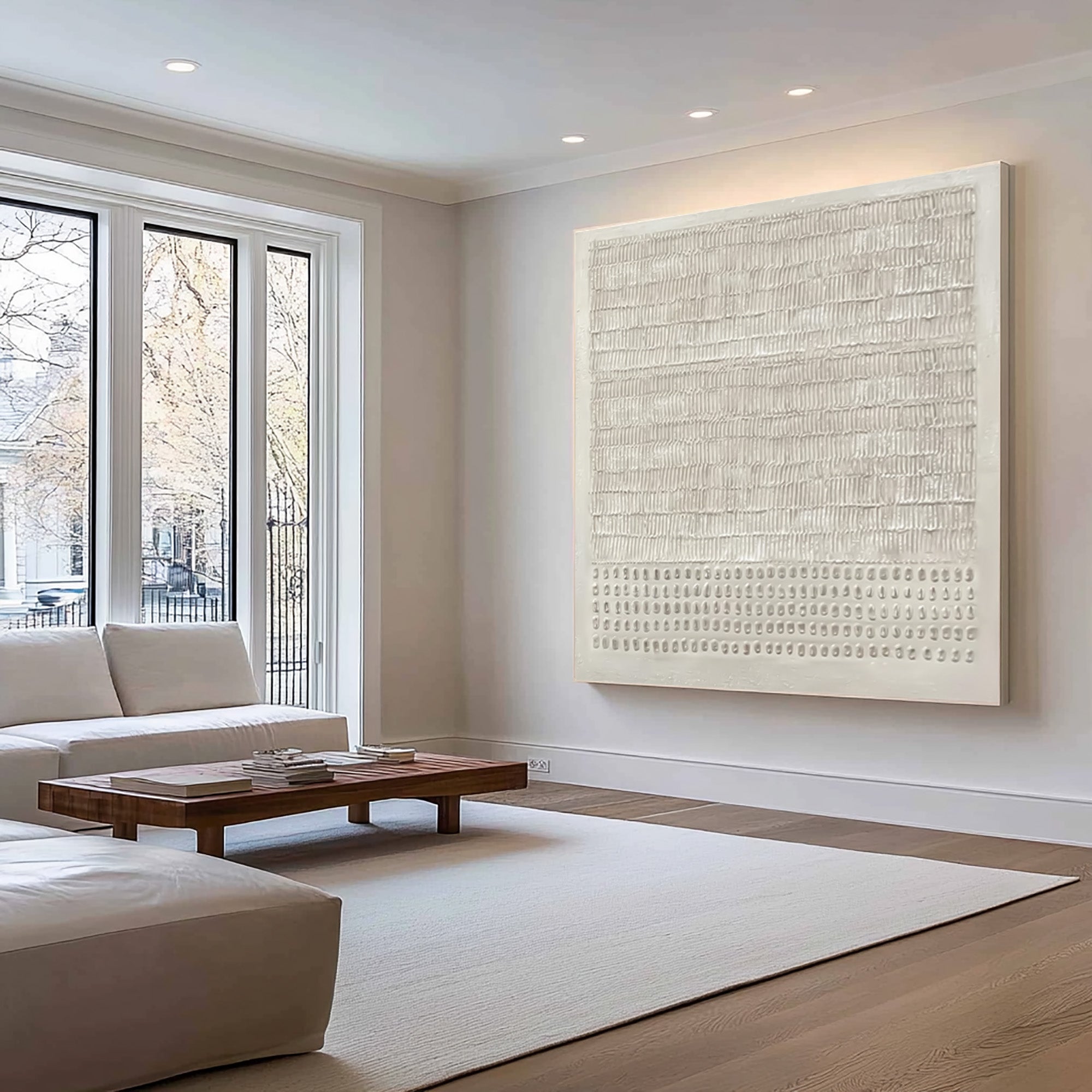 Ivory Rhythm Minimalist Textured Painting