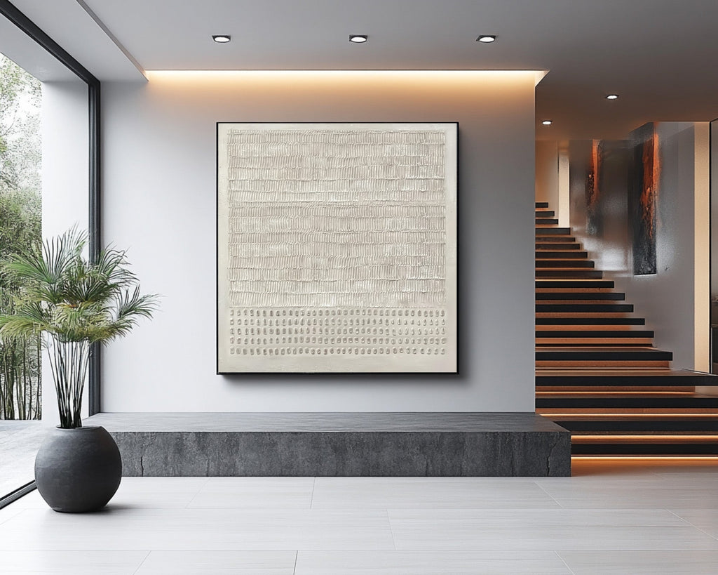 Ivory Rhythm Minimalist Textured Painting