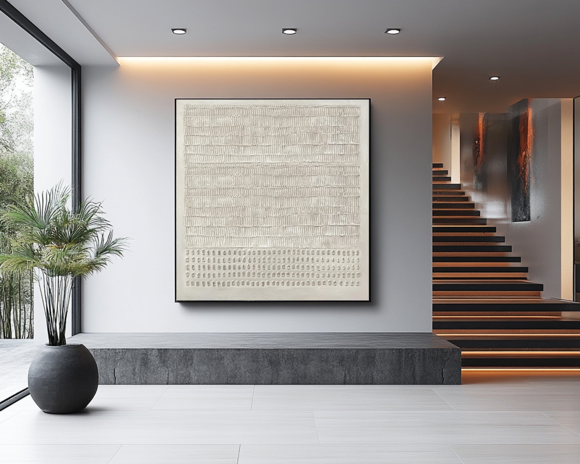 Ivory Rhythm Minimalist Textured Painting