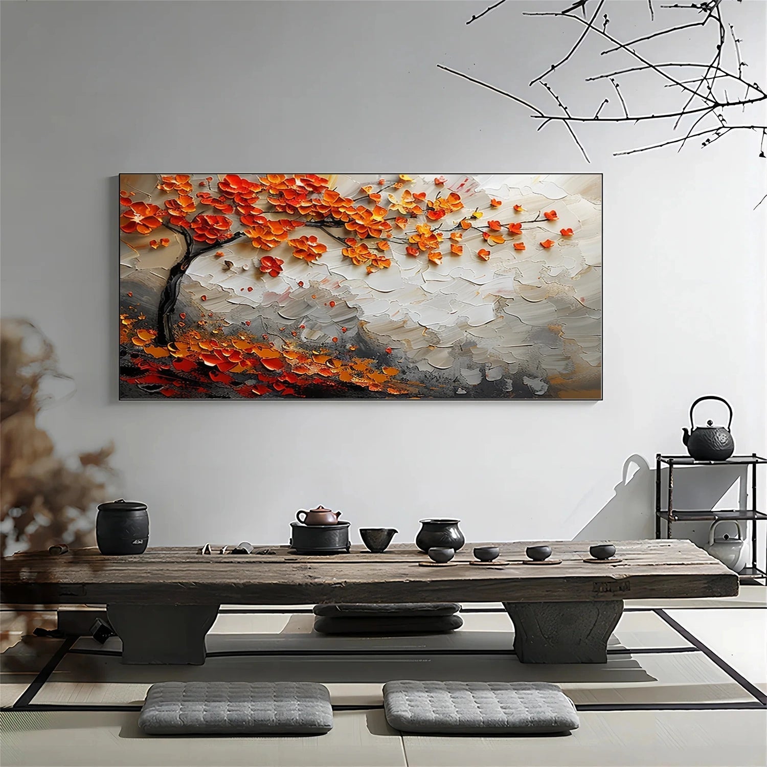 Autumn Ember Branch Abstract Painting
