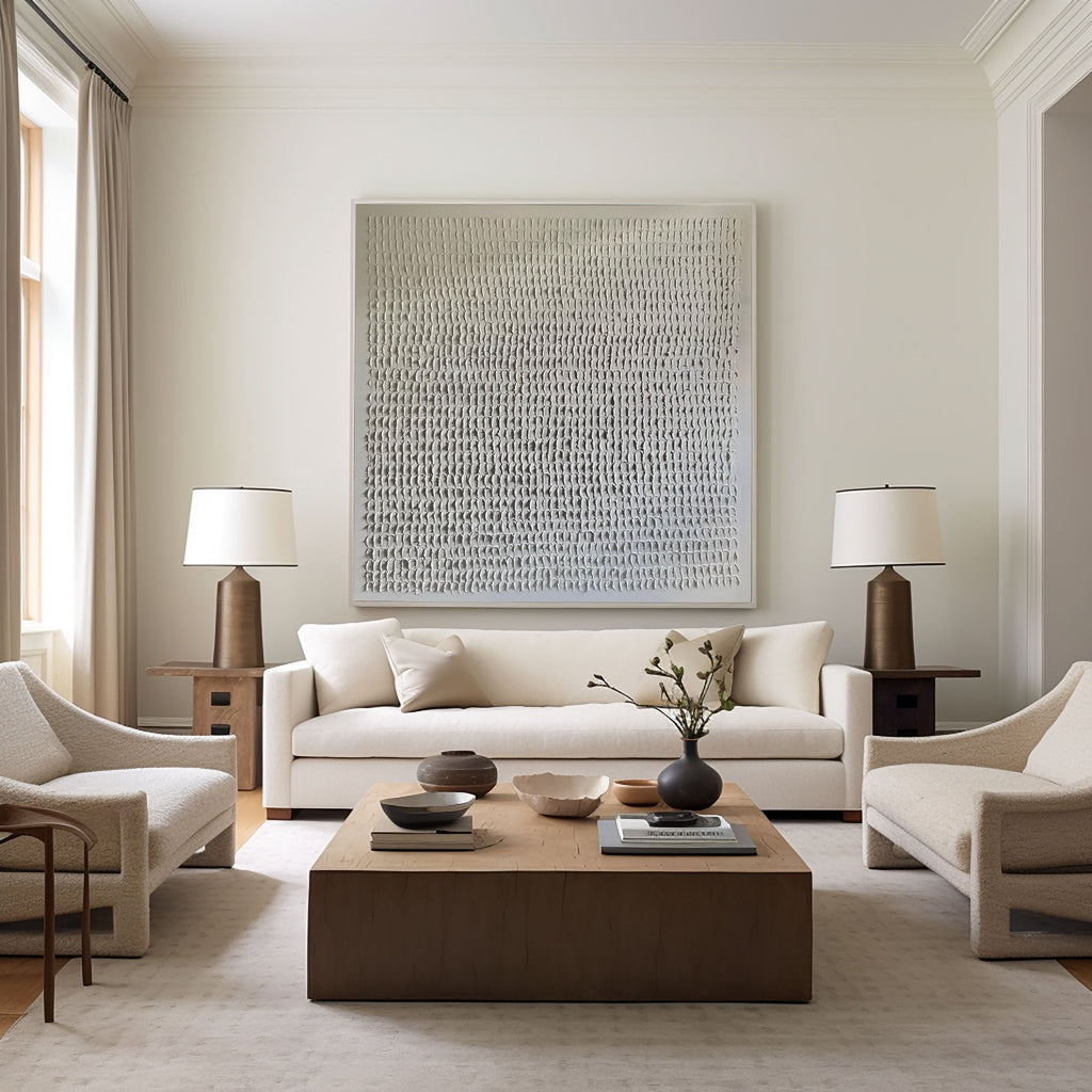 Silent Rhythm White Abstract Painting