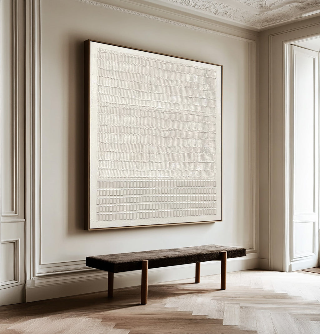Ivory Grid Harmony Minimal Painting