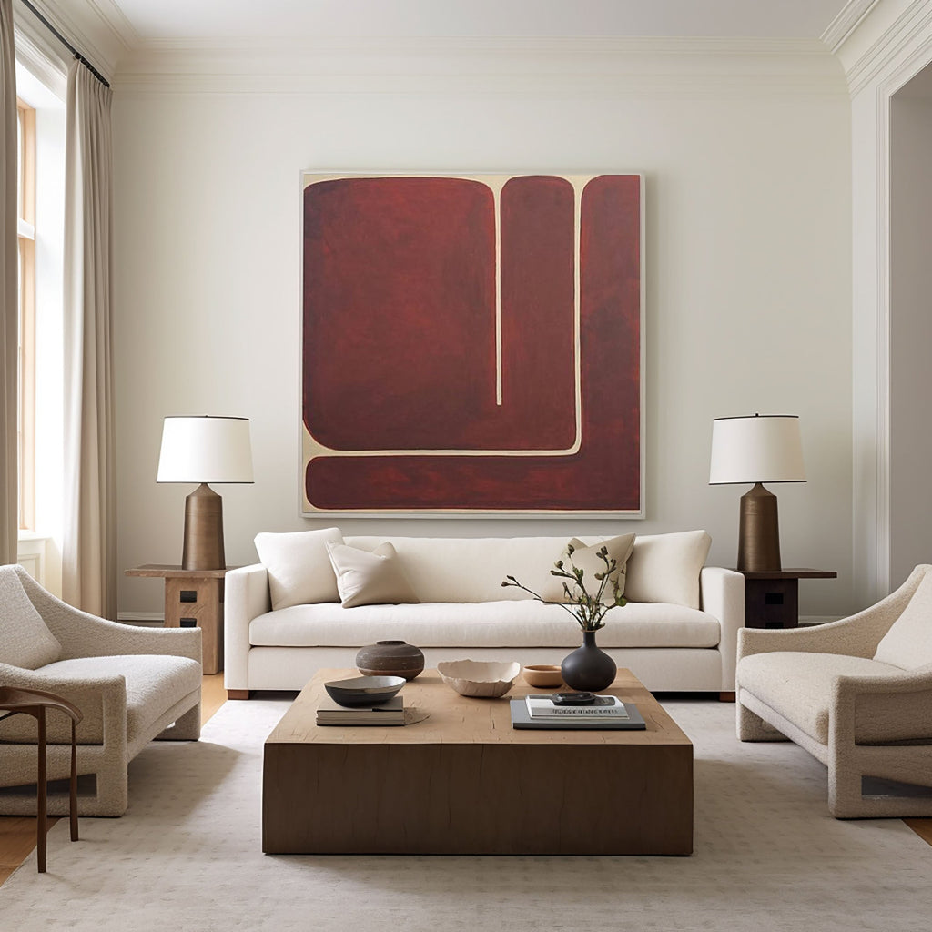 Crimson Pathway Modern Abstract Painting