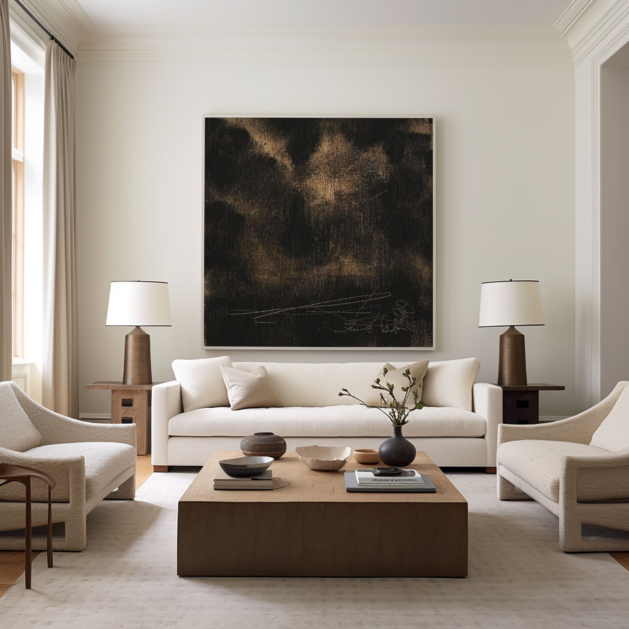 Gilded Nightfall Abstract Painting