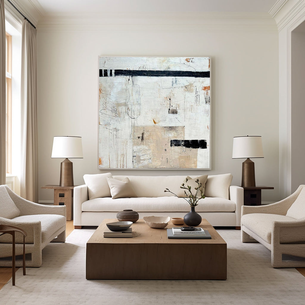 Silent Horizon Neutral Abstract Painting