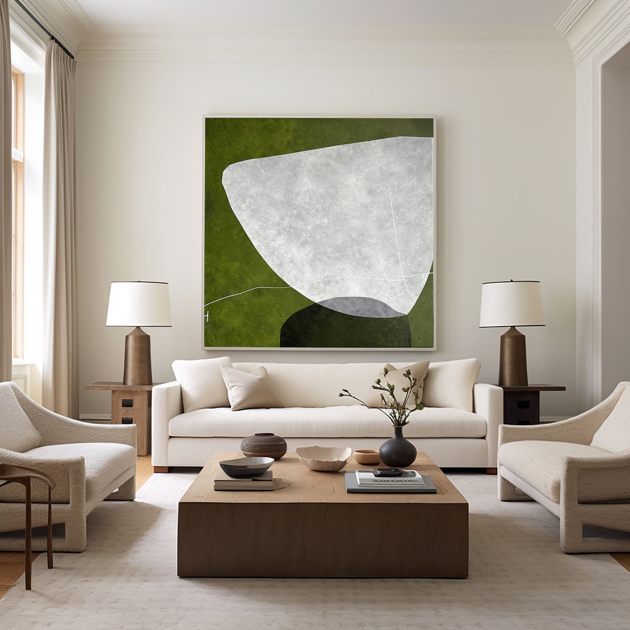 Olive Stillness Abstract Painting