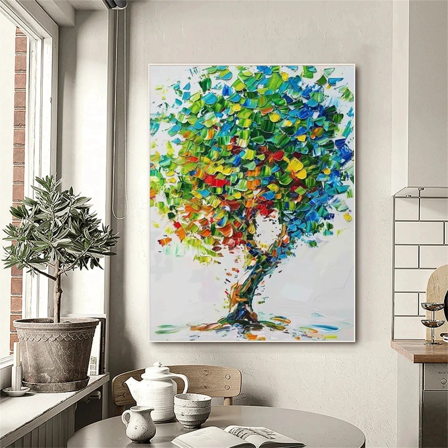 Verdant Mosaic Tree Abstract Painting