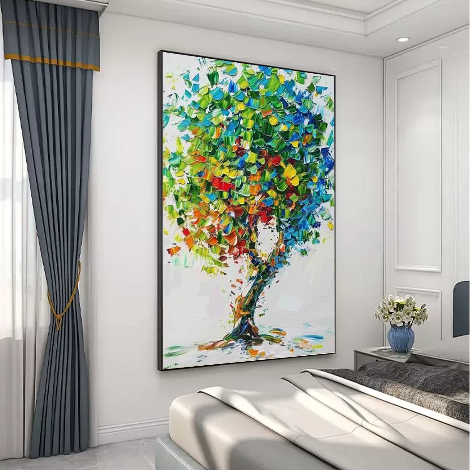 Verdant Mosaic Tree Abstract Painting
