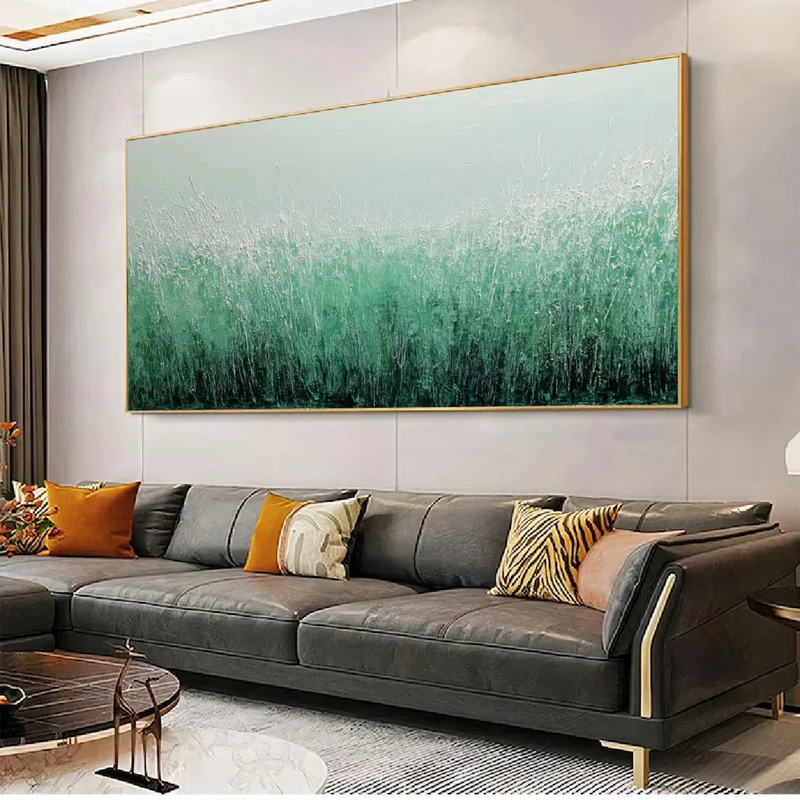 Emerald Mist Textured Grass Painting