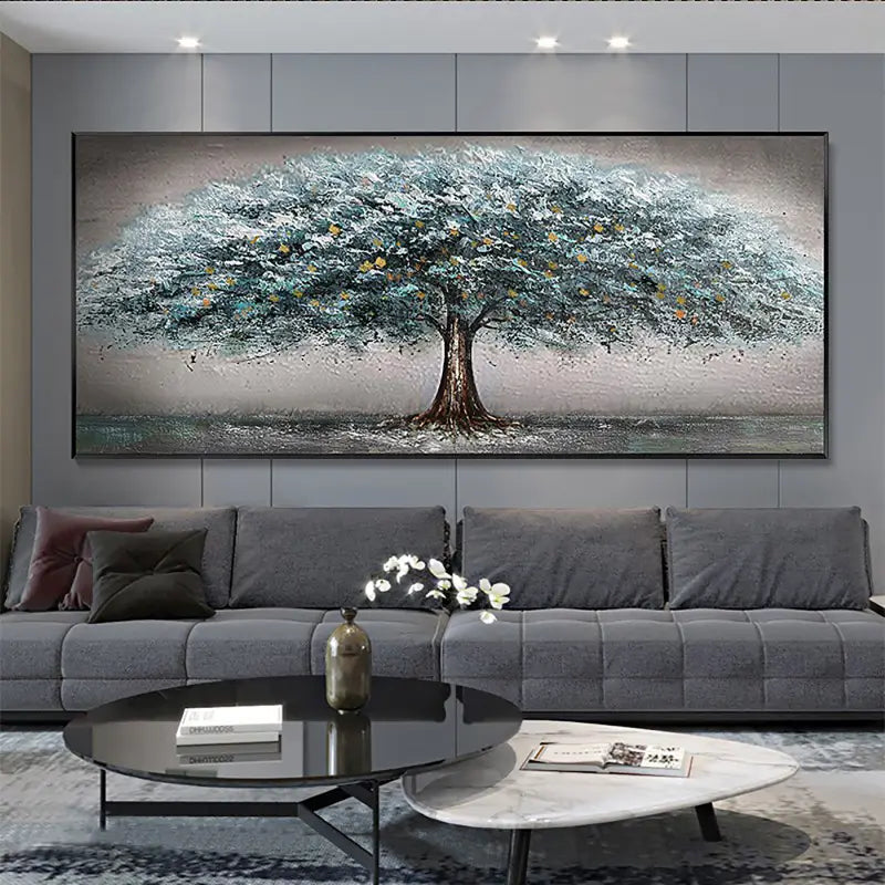Silent Canopy Blue Tree Abstract Painting