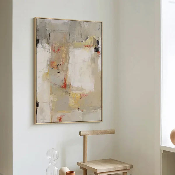 Urban Calm: A Neutral Abstract Art Painting for Living Room Decor