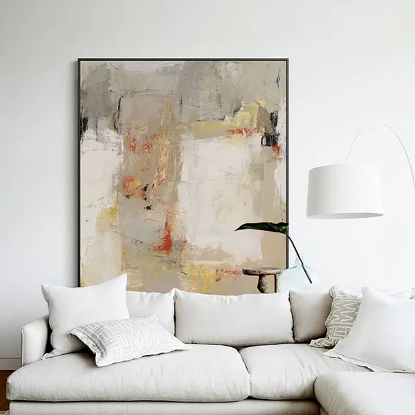 Urban Calm: A Neutral Abstract Art Painting for Living Room Decor