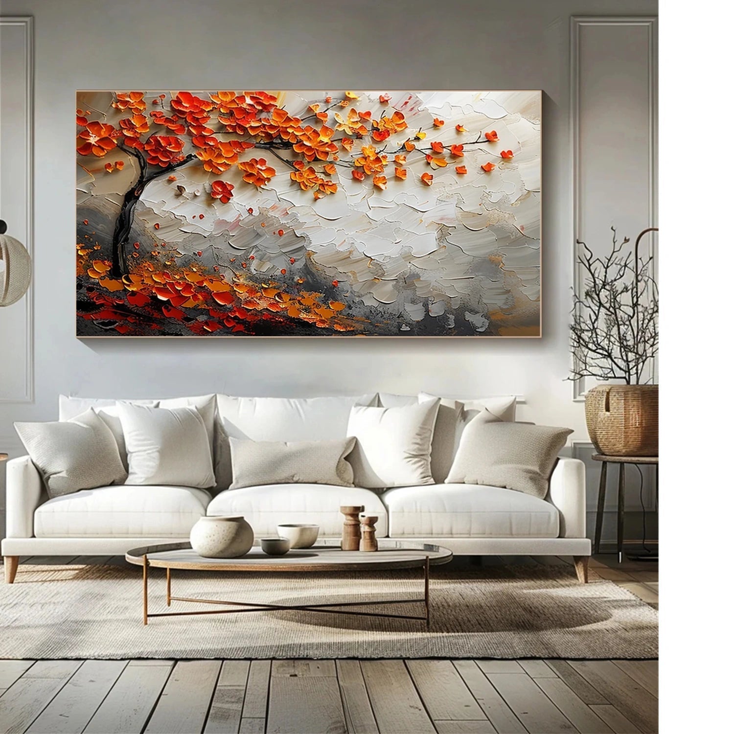 Autumn Ember Branch Abstract Painting
