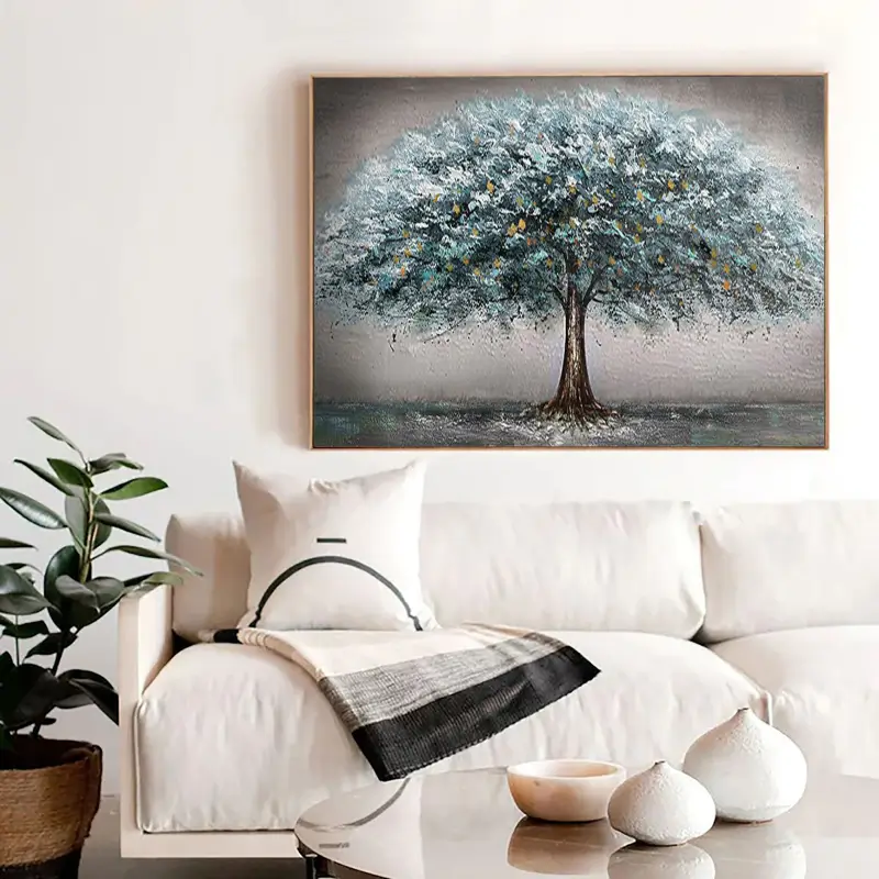 Silent Canopy Blue Tree Abstract Painting