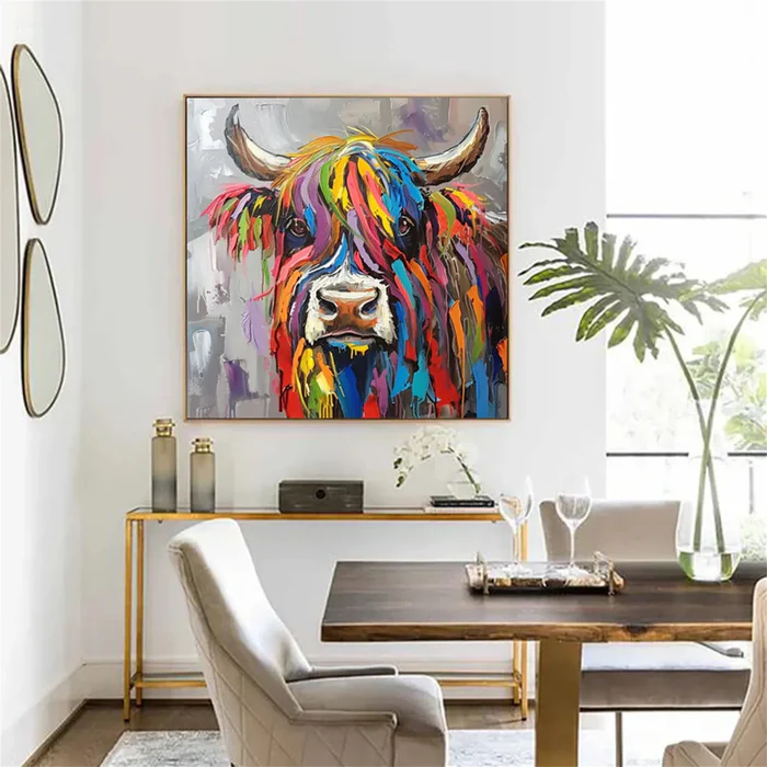 Rainbow Spirit Highland Cow Painting #AR014