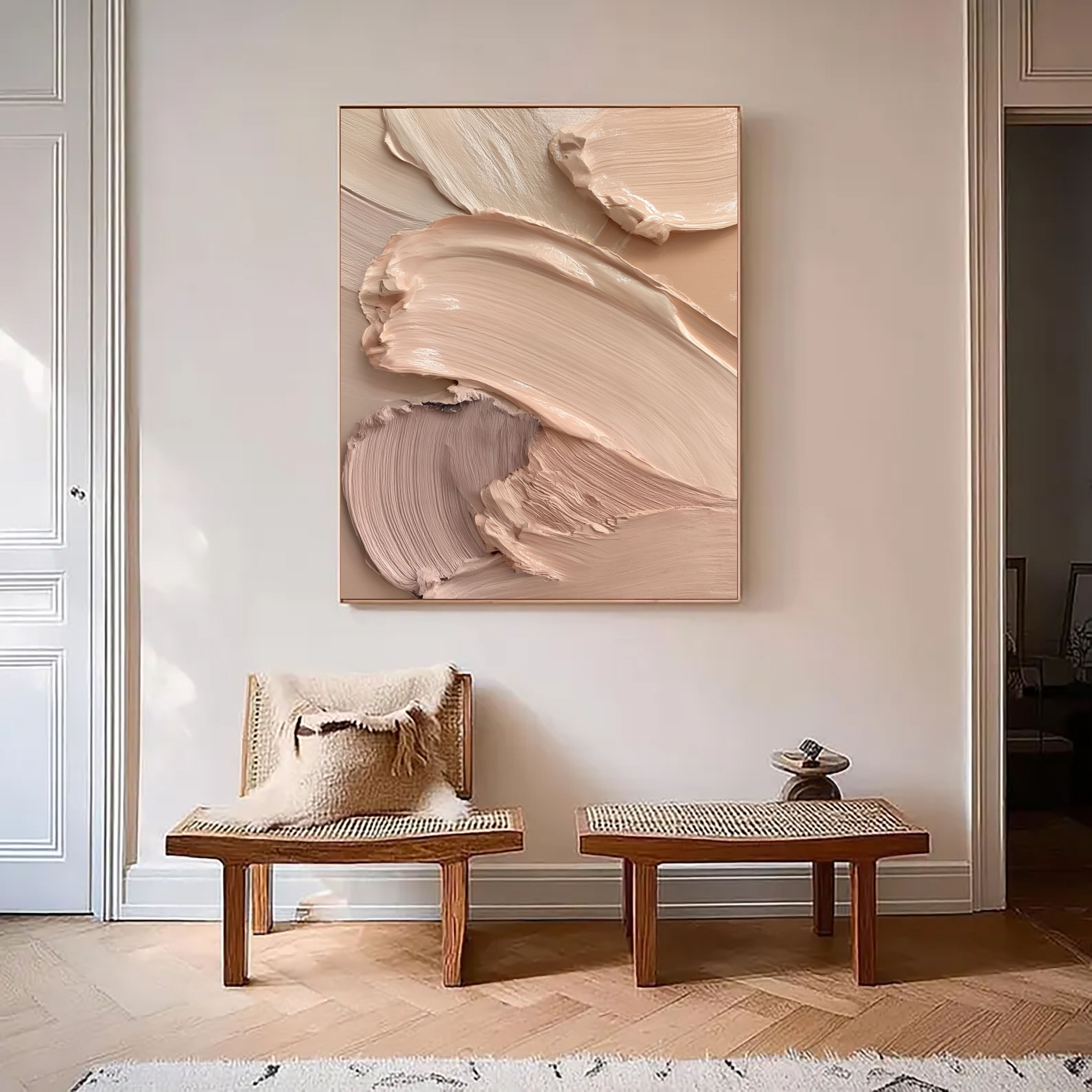 Nude Cream Palette – Modern Textured Abstract Painting