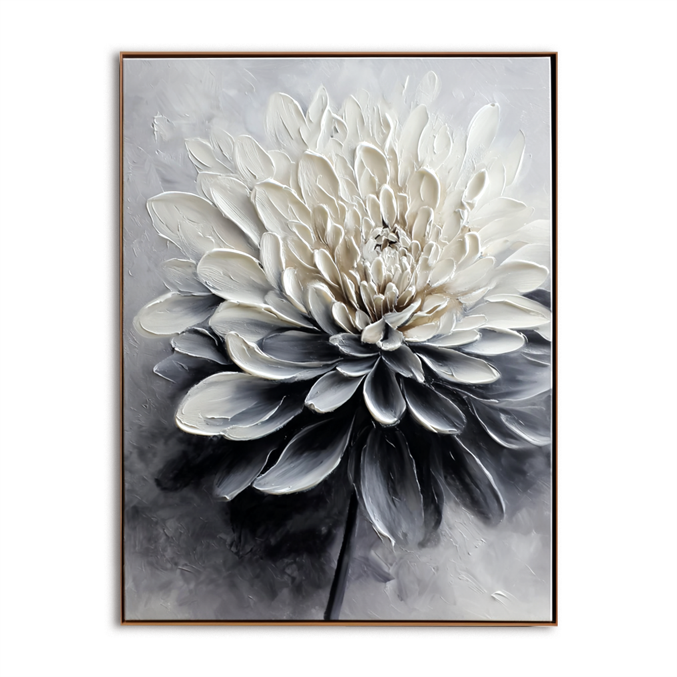 Black and White Textured Floral Painting #ART16