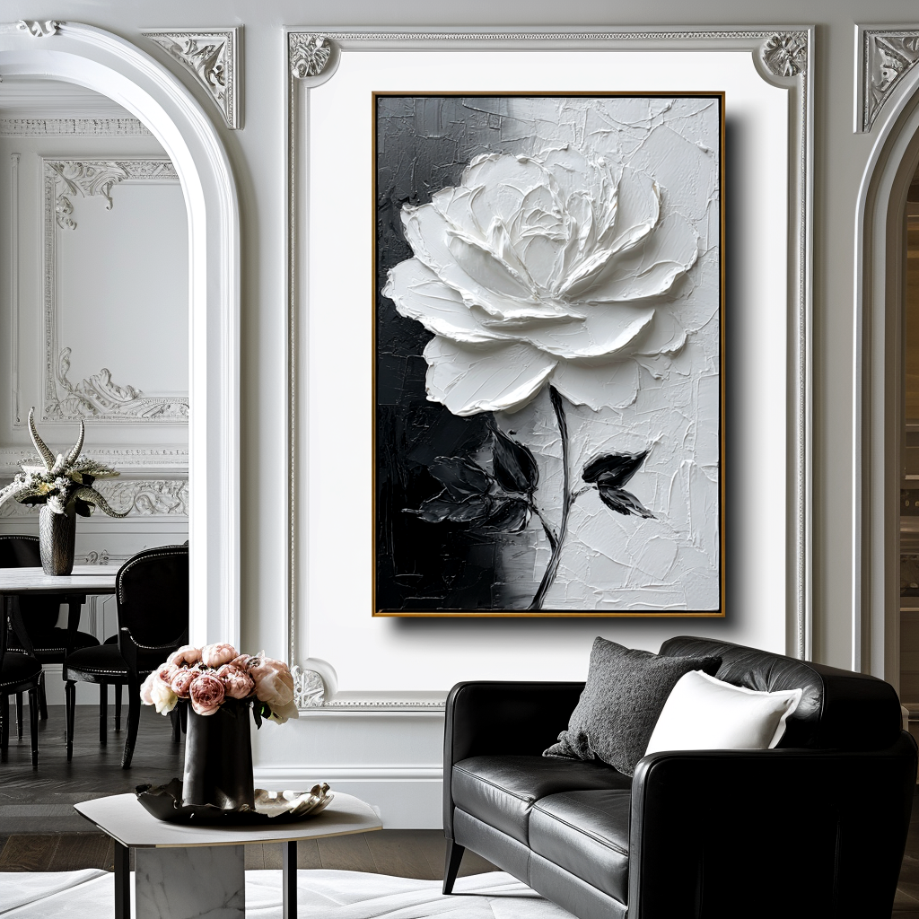 White Textured Flower Painting #ART17