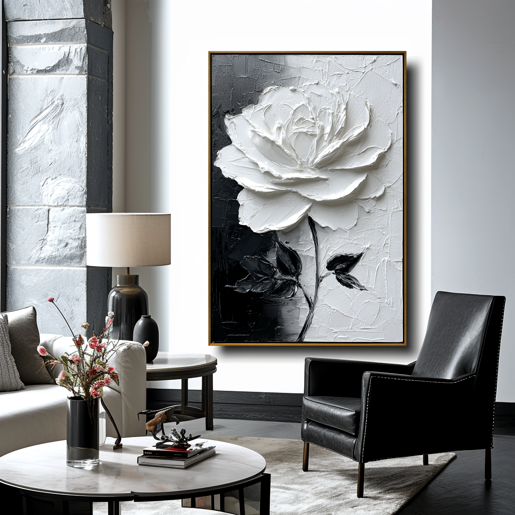 White Textured Flower Painting #ART17