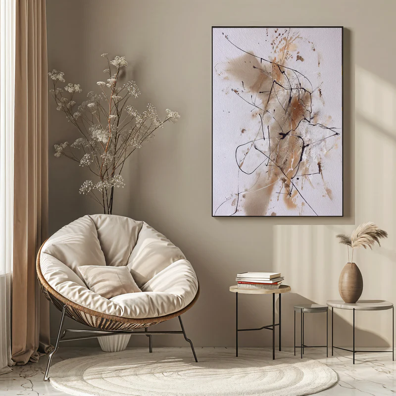 Chaotic Beige Abstract Painting