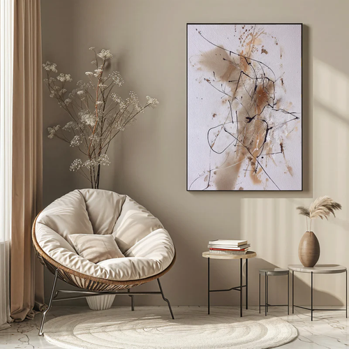 Chaotic Beige Abstract Painting
